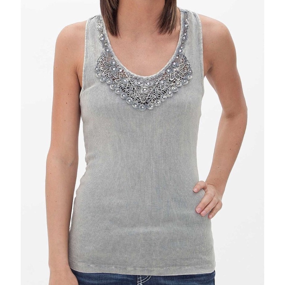 Daytrip from the Buckle grey ribbed tank top